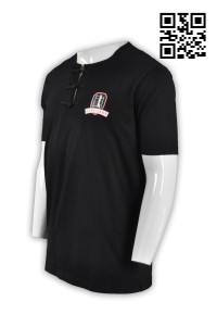 T567休閒T恤 團體T恤 個性設計T-shirt 包布鈕開胸 獨家訂購T恤 來樣訂做tee shirt T恤公司    黑色